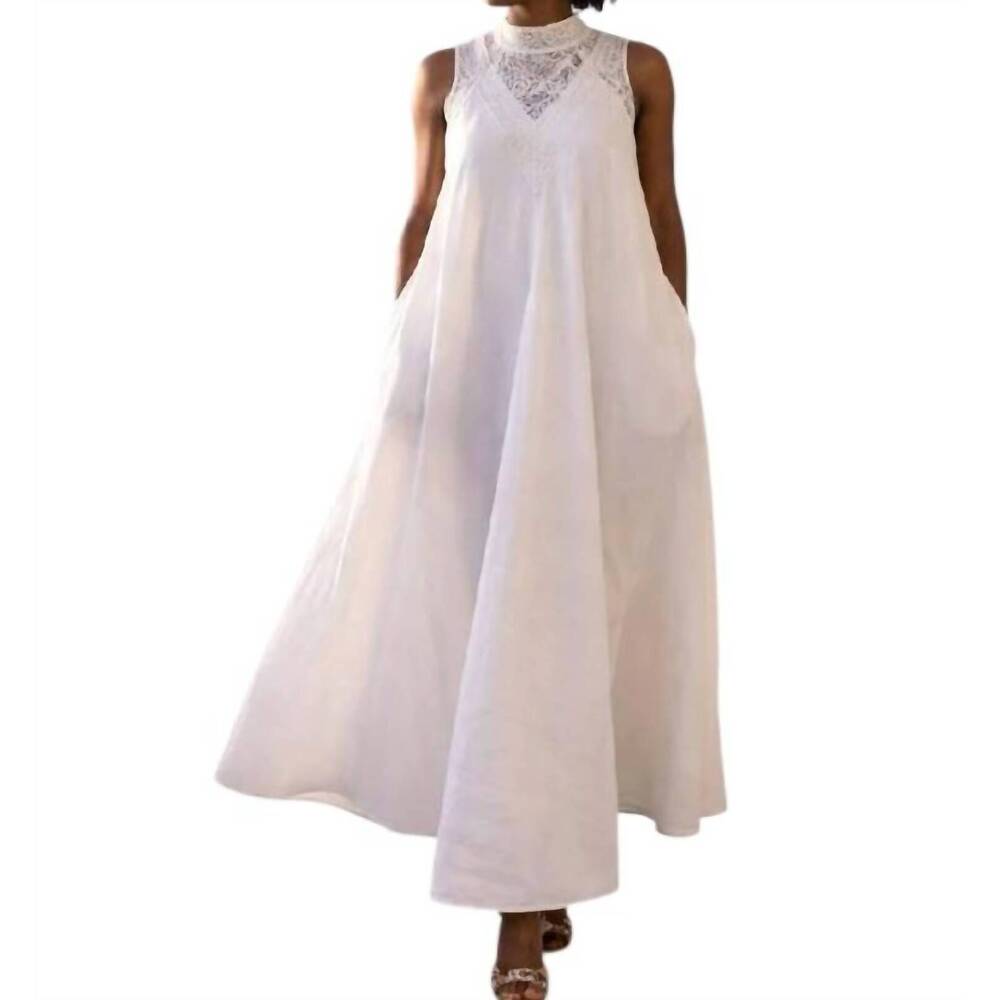 NEW STEP IN STYLE lace & legacy maxi dress in denim white
